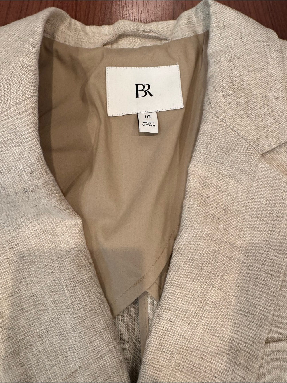 Banana Republic Natural Linen Blazer Oatmeal color size 10 - Picture 2 of 4